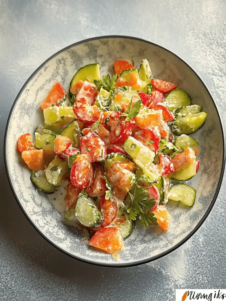 Fitness-Salat mit veganem Joghurtdressing und Karotten