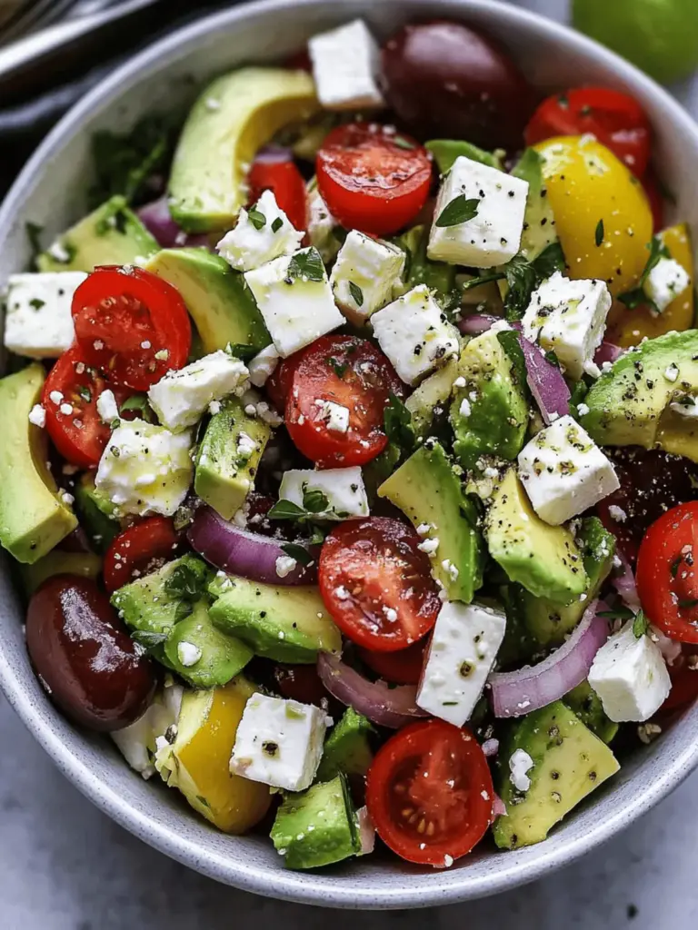 Einfache Avocado- und Feta-Griechischer Salat