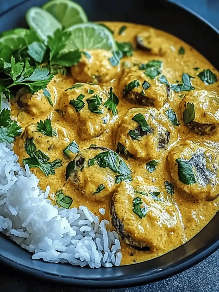 Vegane Linsenknödel in würziger Curry-Sauce