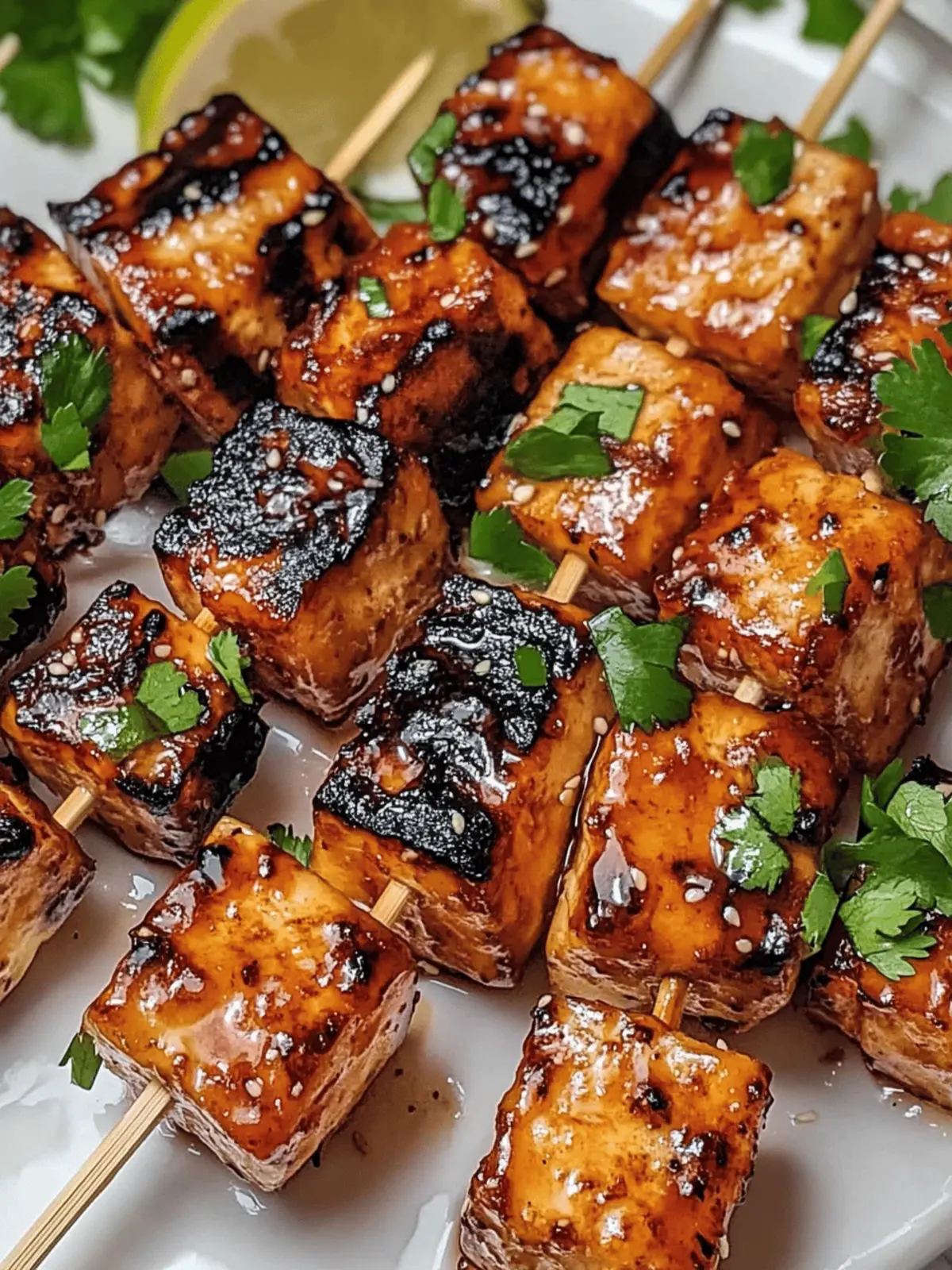 Knoblauch-Soja-Glasierte Tofu-Spieße