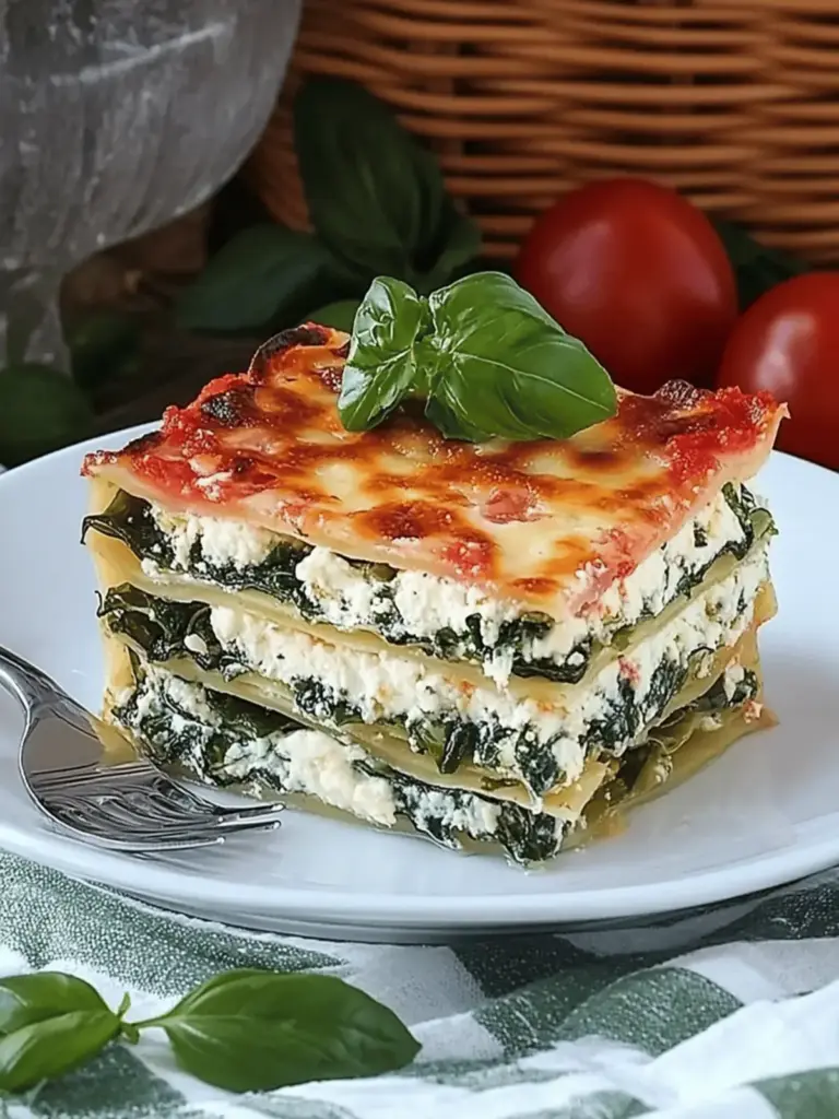 Spinat-Lasagne mit Feta und Tomaten
