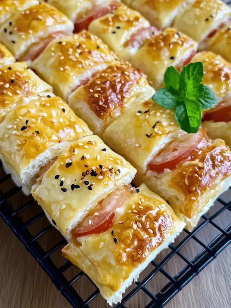 Puff pastry filled with ham and cheese