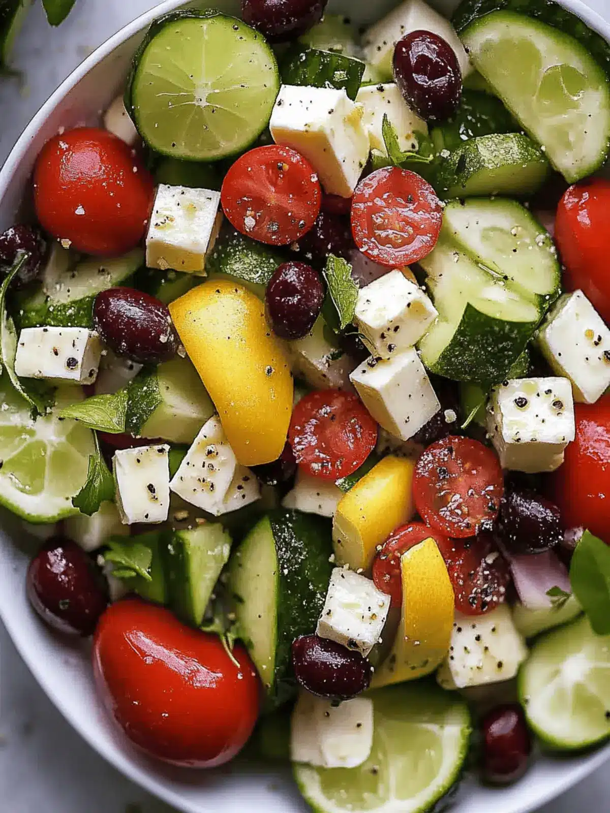 Einfache Avocado & Feta Griechischer Salat