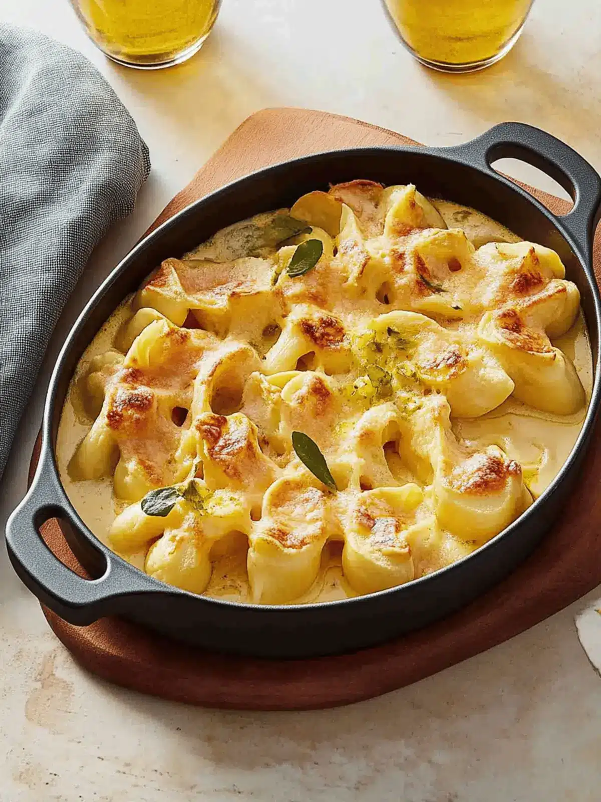Tortellini casserole with cheese sauce