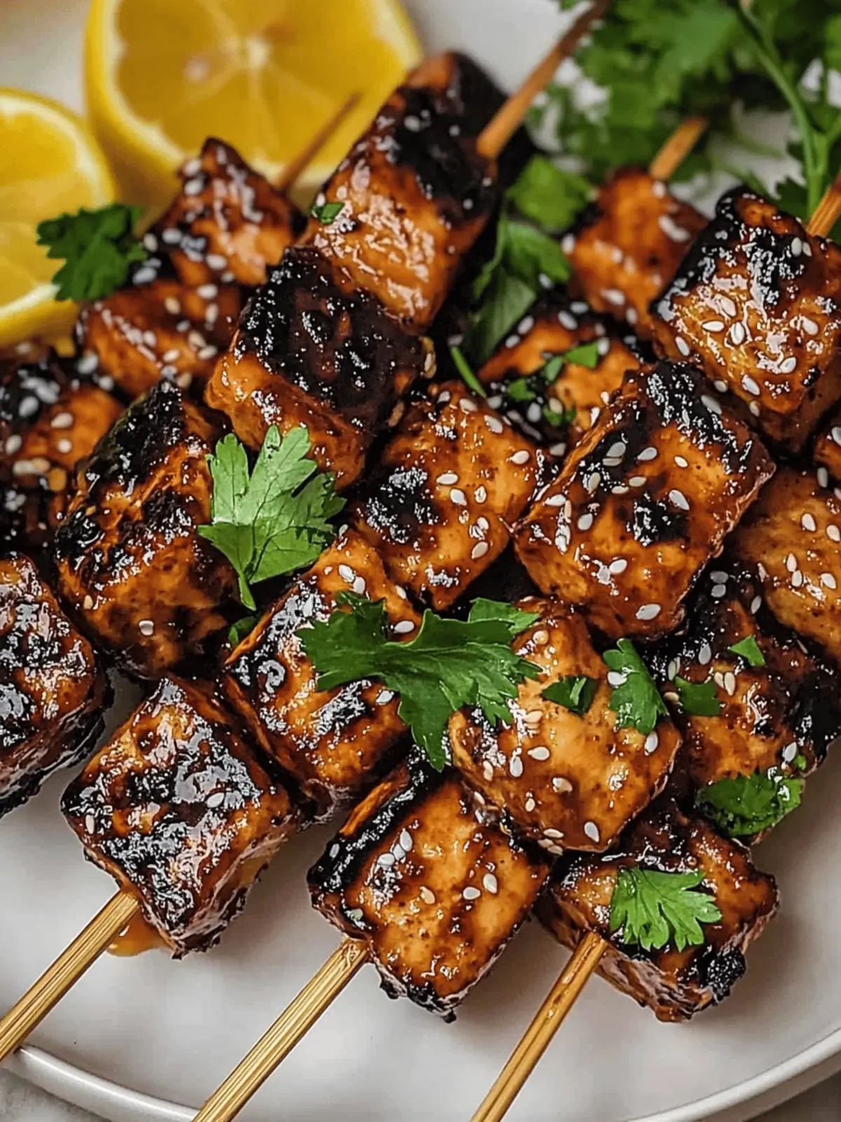 Knoblauch-Soja-Glasierte Tofu-Spieße