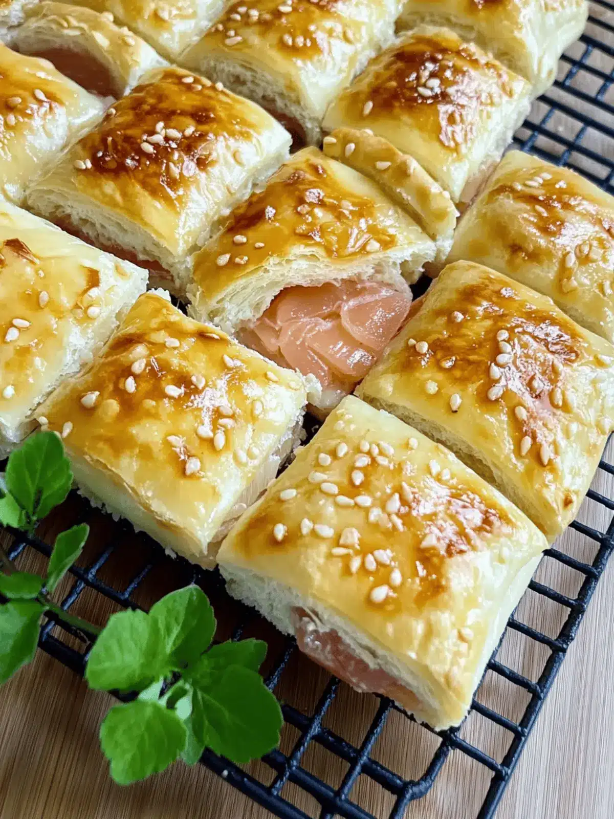 Puff pastry filled with ham and cheese