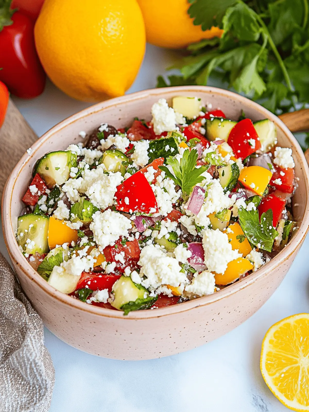 Paprika-Mais-Salat mit Feta & Joghurt-Dressing