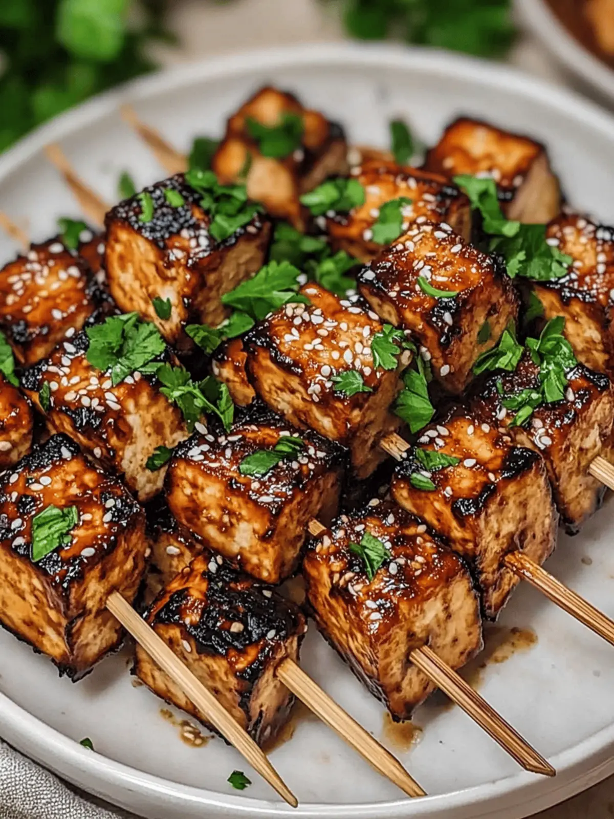 Knoblauch-Soja-Glasierte Tofu-Spieße