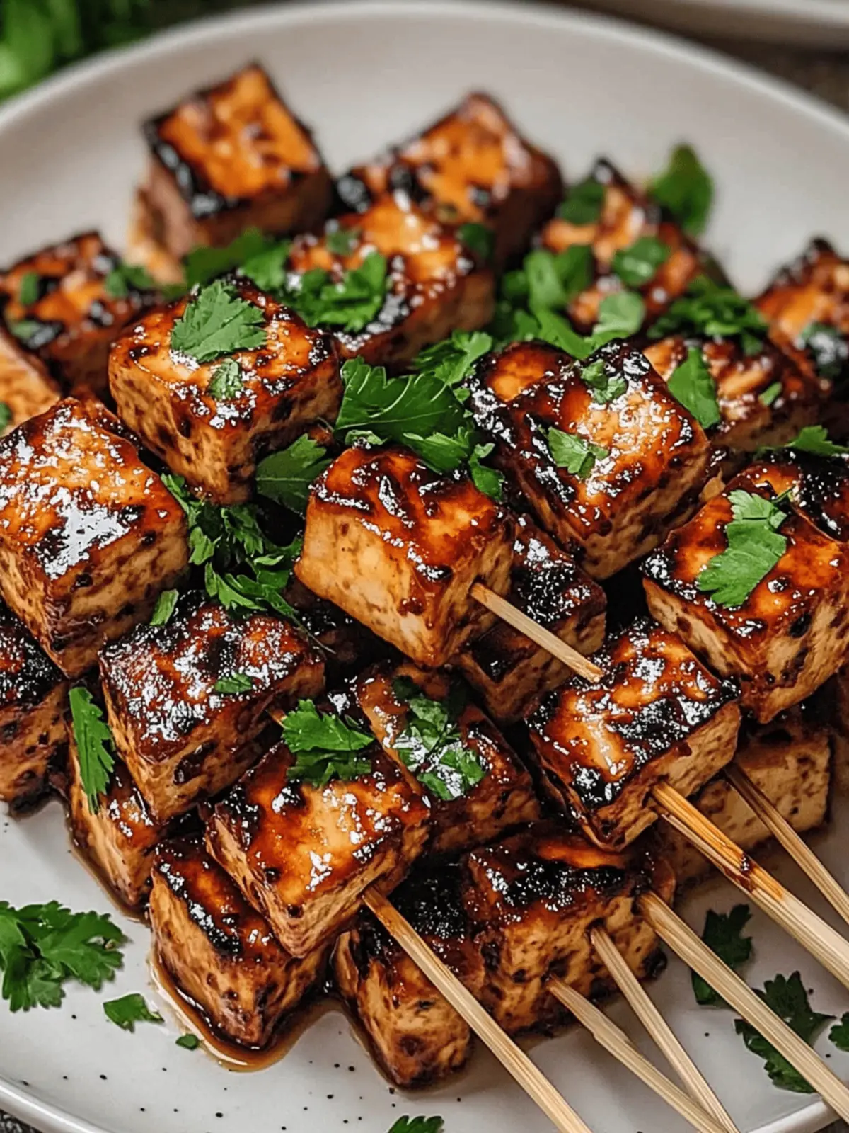 Knoblauch-Soja-Glasierte Tofu-Spieße