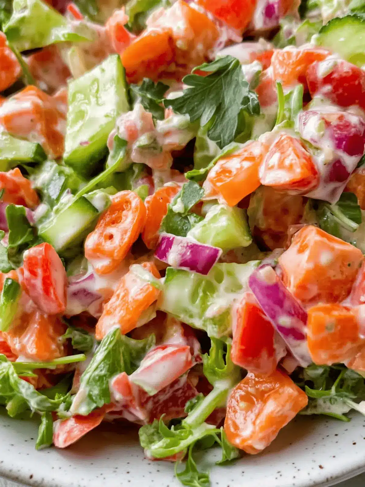 Fitness-Salat mit veganem Joghurtdressing und Karotten