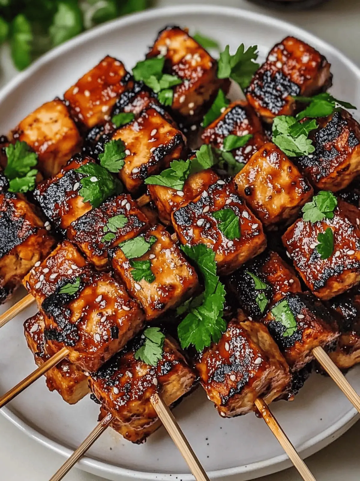 Knoblauch-Soja-Glasierte Tofu-Spieße