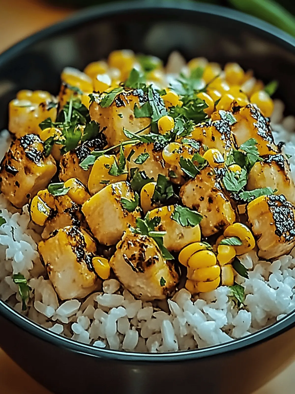 Street Corn Hähnchen Reis Schüssel