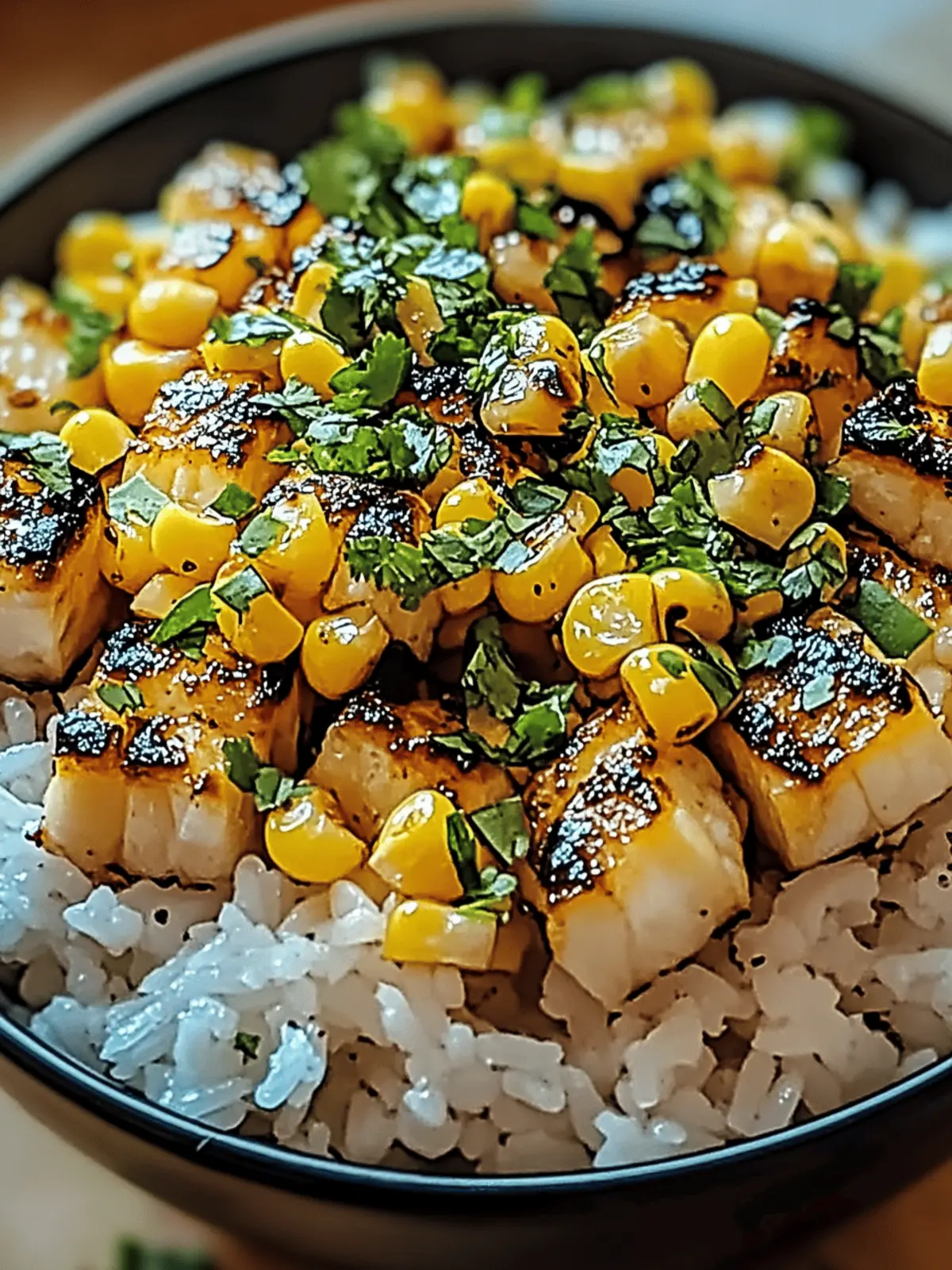 Street Corn Hähnchen Reis Schüssel