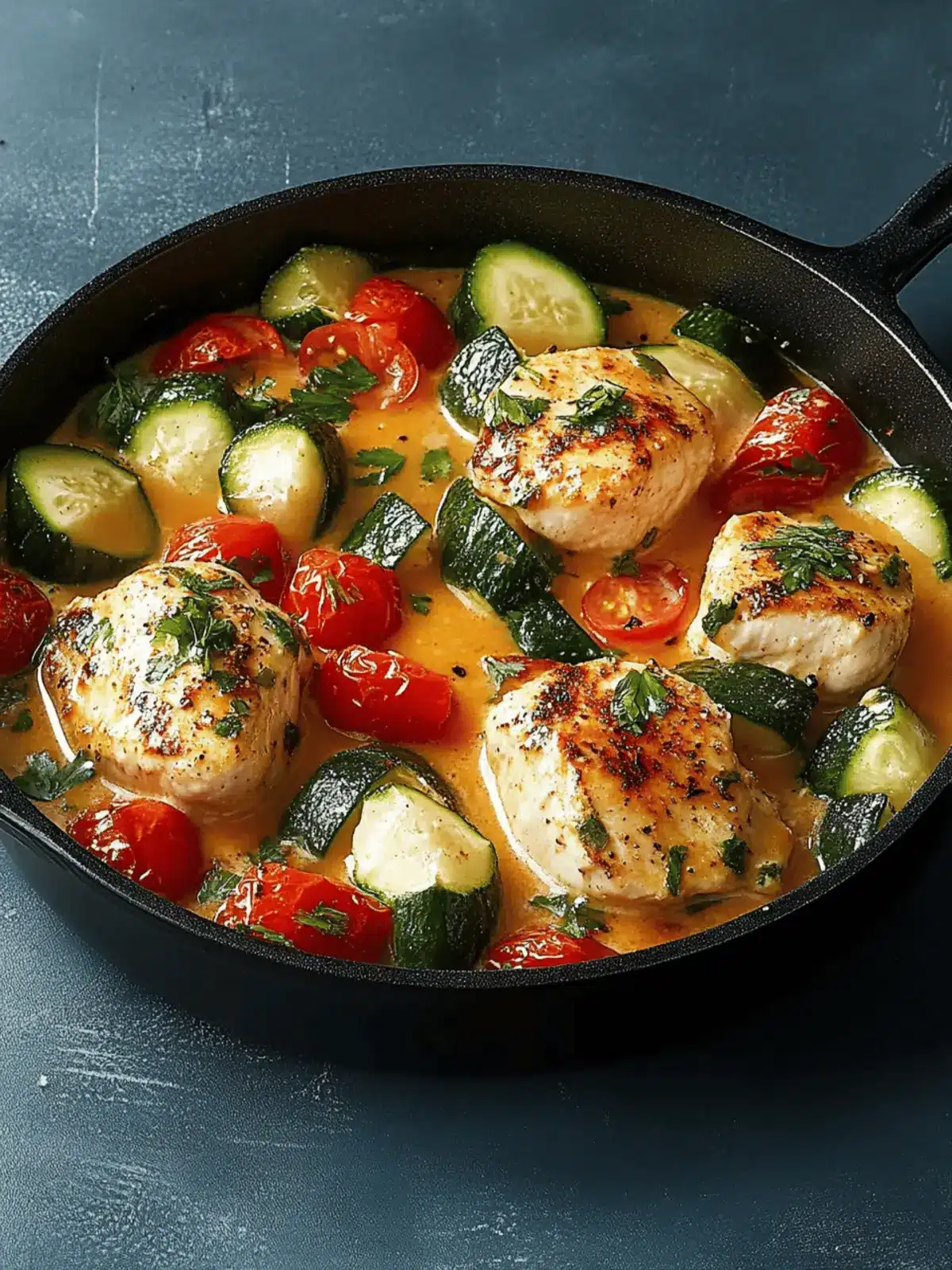 Paprika-Zucchini-Sahne-Hähnchen für schnelles Abendessen 3 Paprika-Zucchini-Sahne-Hähnchen