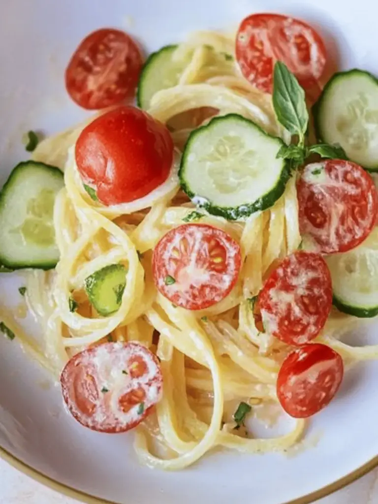 Zucchini-Spaghetti mit Frischkäsesoße