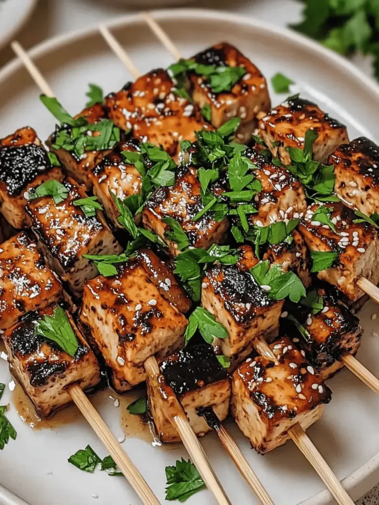 Knoblauch-Soja-Glasierte Tofu-Spieße