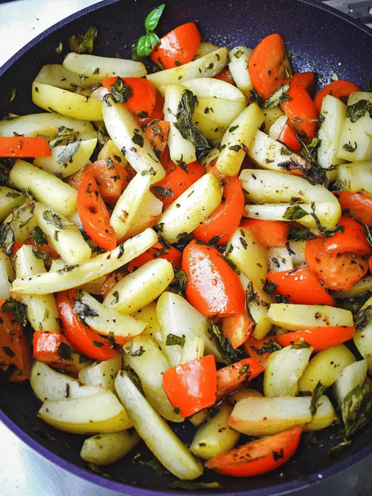 Fried kohlrabi in mediterraner Art