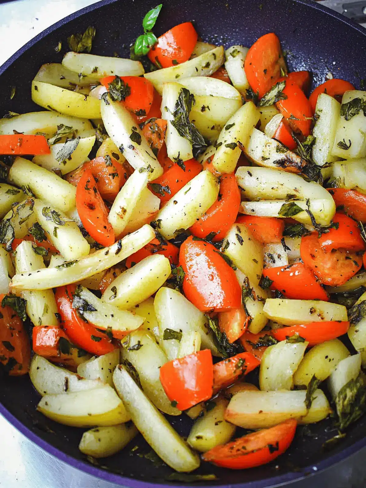 Fried kohlrabi in mediterraner Art