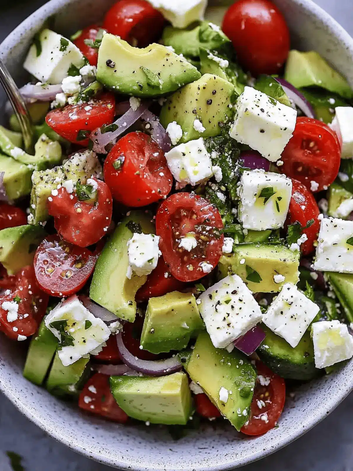 Einfache Avocado- und Feta-Griechischer Salat