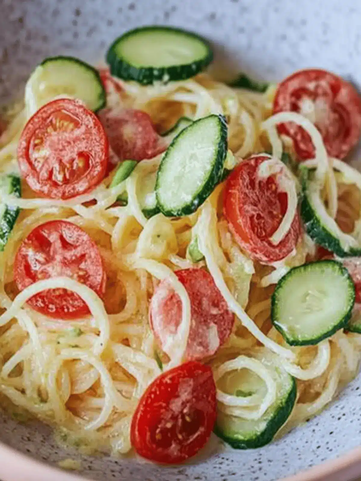 Zucchini-Spaghetti mit Frischkäsesoße schnell zubereiten 3 Zucchini-Spaghetti mit Frischkäsesoße