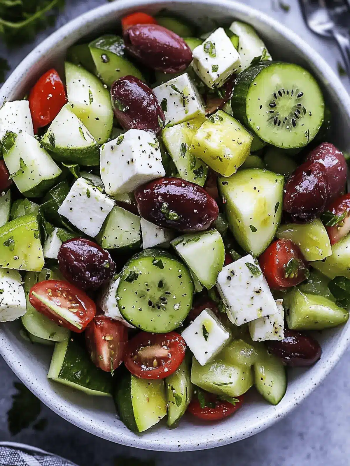 Einfache Avocado & Feta Griechischer Salat