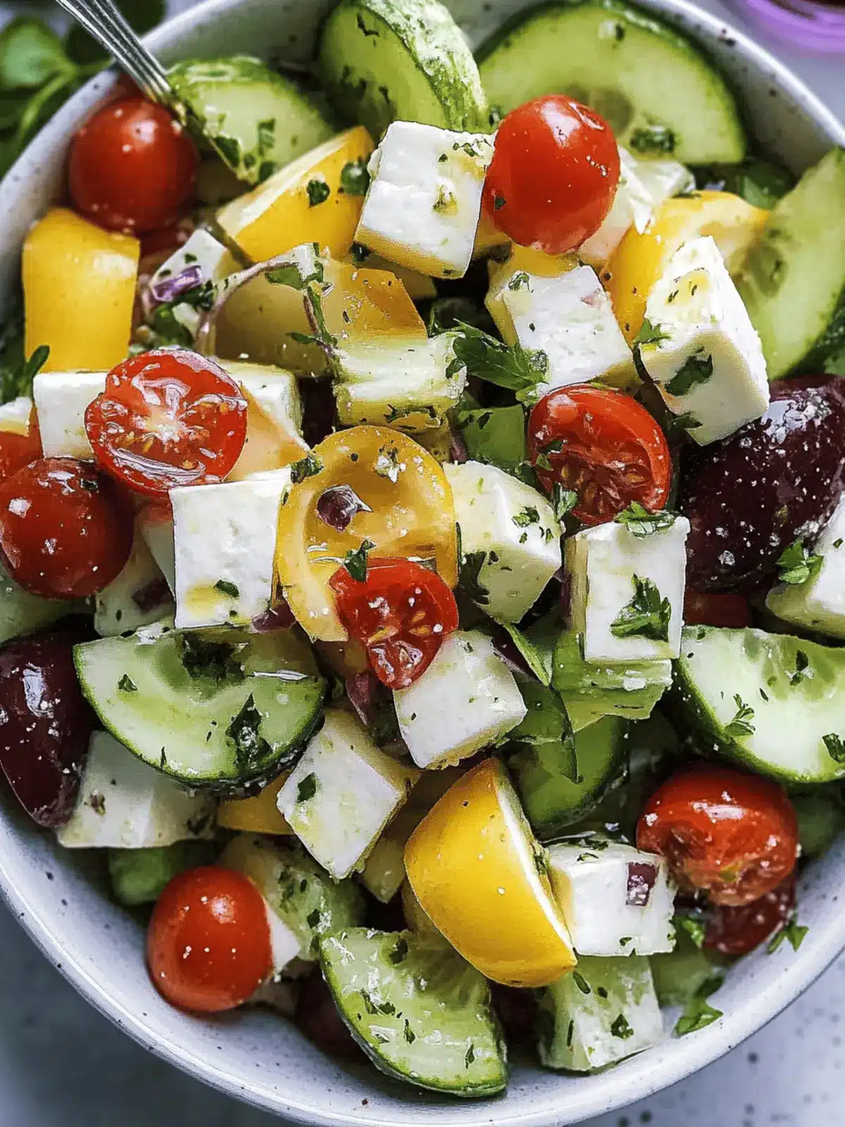 Einfache Avocado & Feta Griechischer Salat