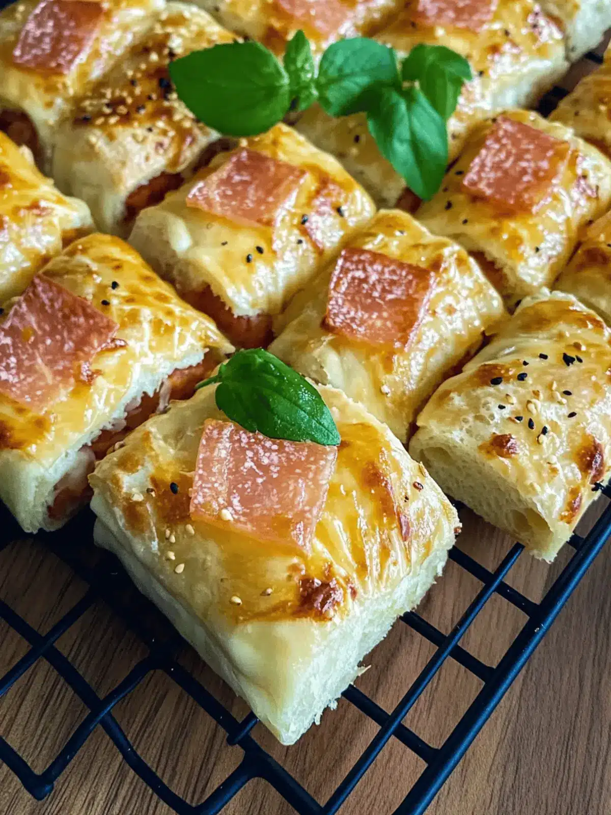 Puff pastry filled with ham and cheese