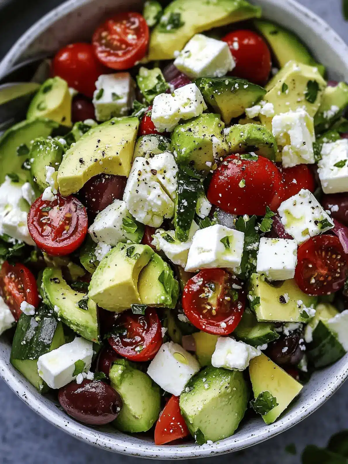 Einfache Avocado- und Feta-Griechischer Salat