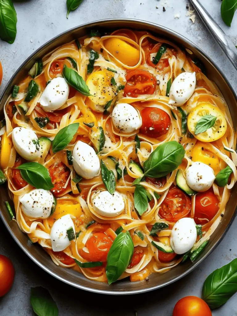 Mediterrane Ein-Topf-Pasta mit Tomaten, Mozzarella & Zucchini