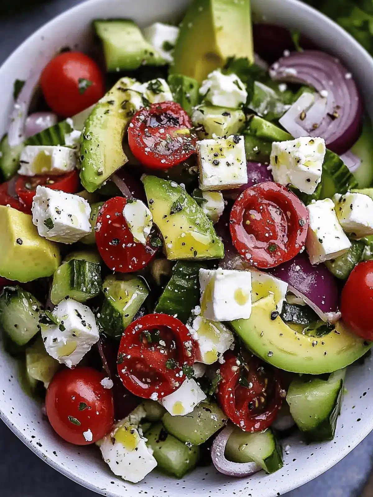 Einfache Avocado- und Feta-Griechischer Salat