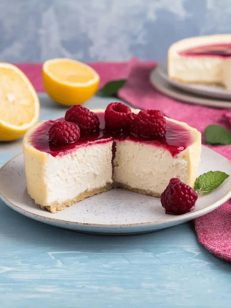 Veganer Käsekuchen mit Keksboden