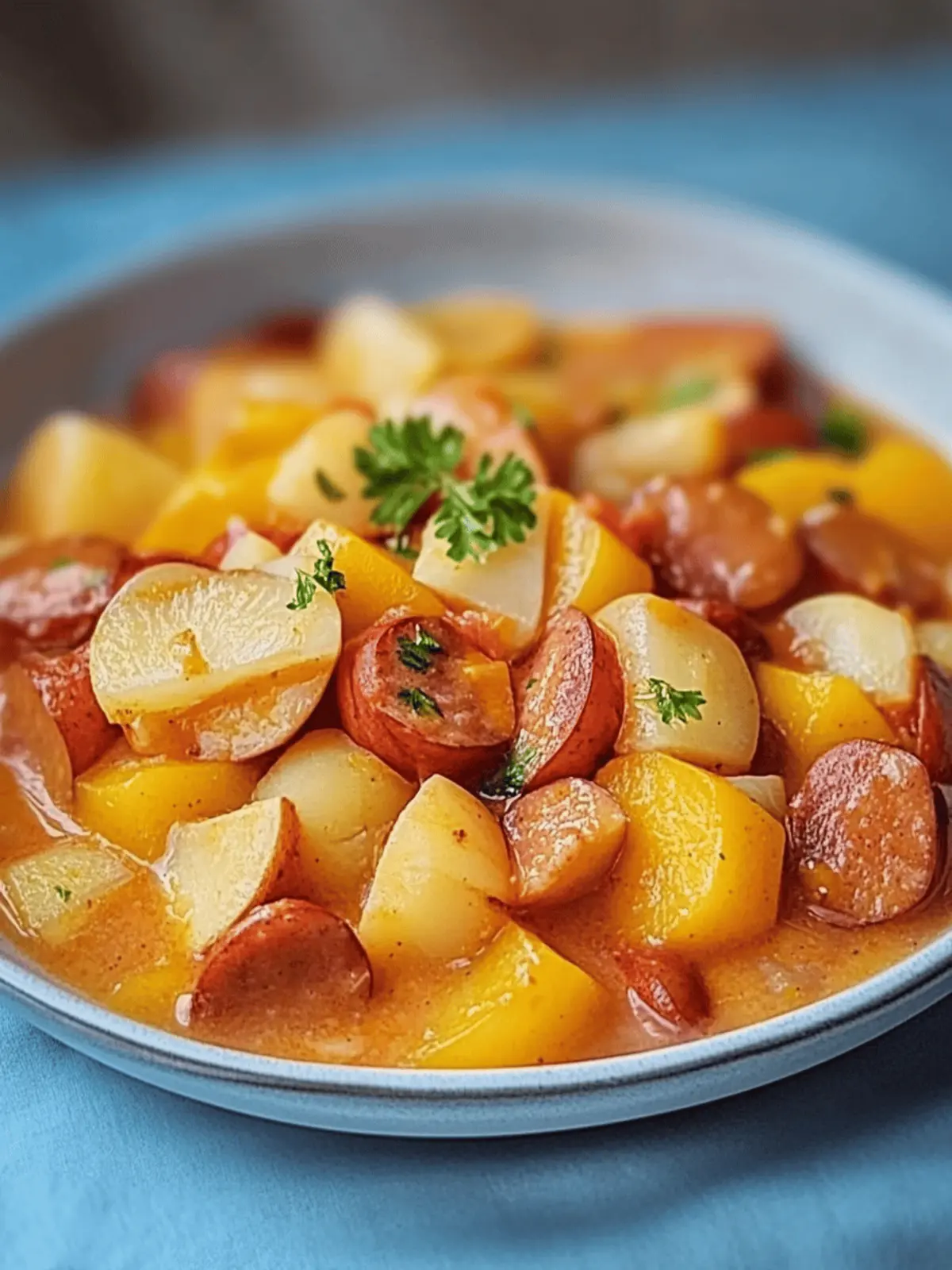 Kartoffelgulasch mit Würstchen