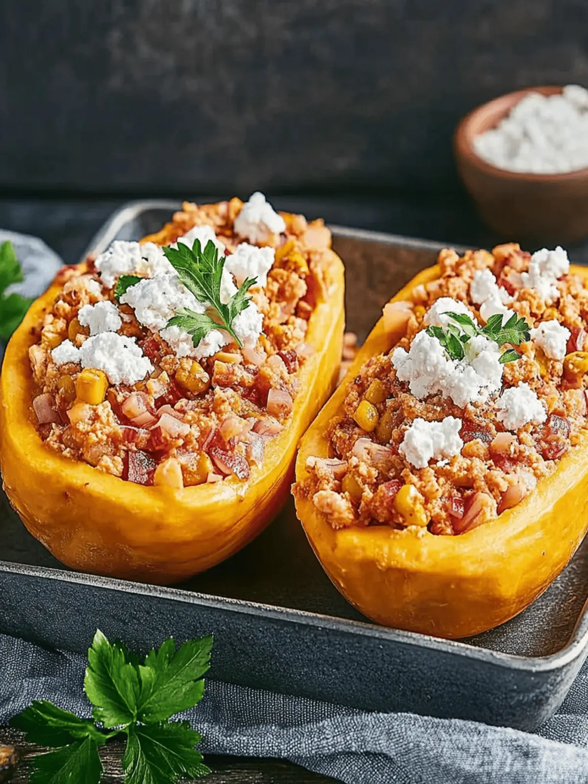 Vegetarischer gefüllter Kürbis