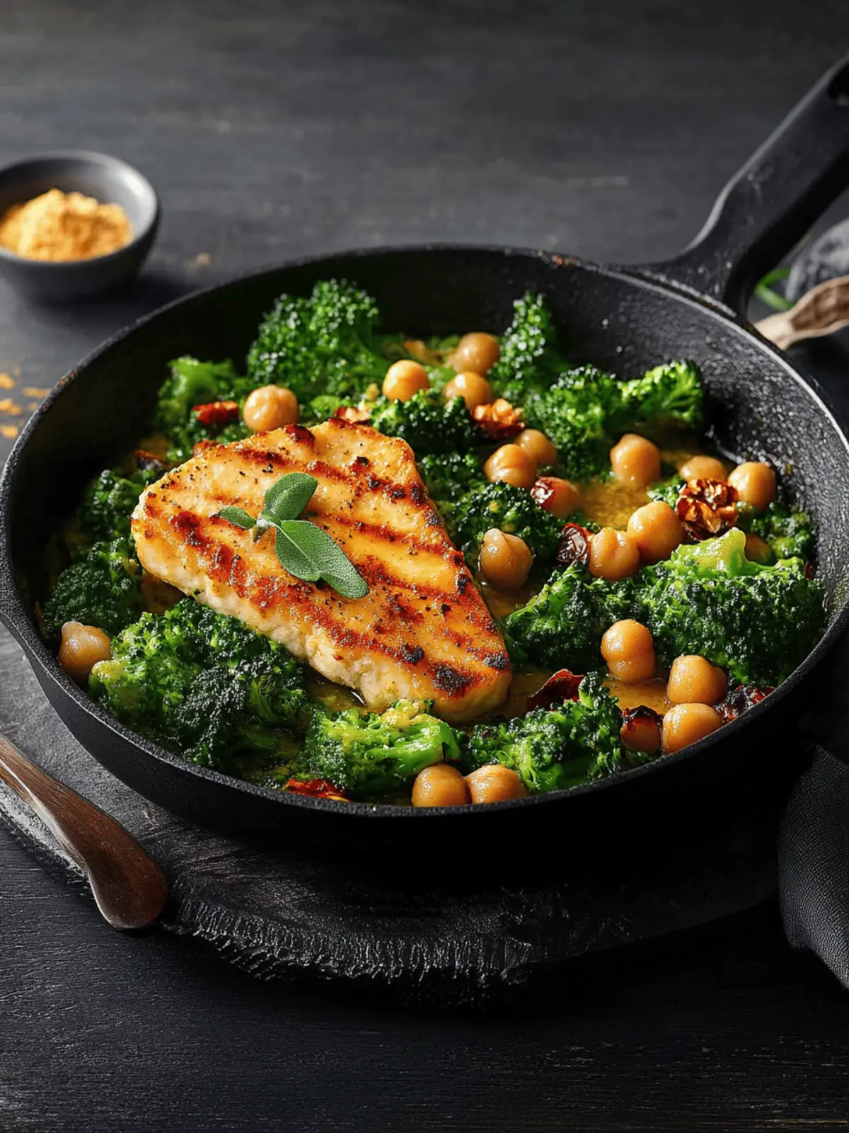 Simple broccoli pan with chickpeas
