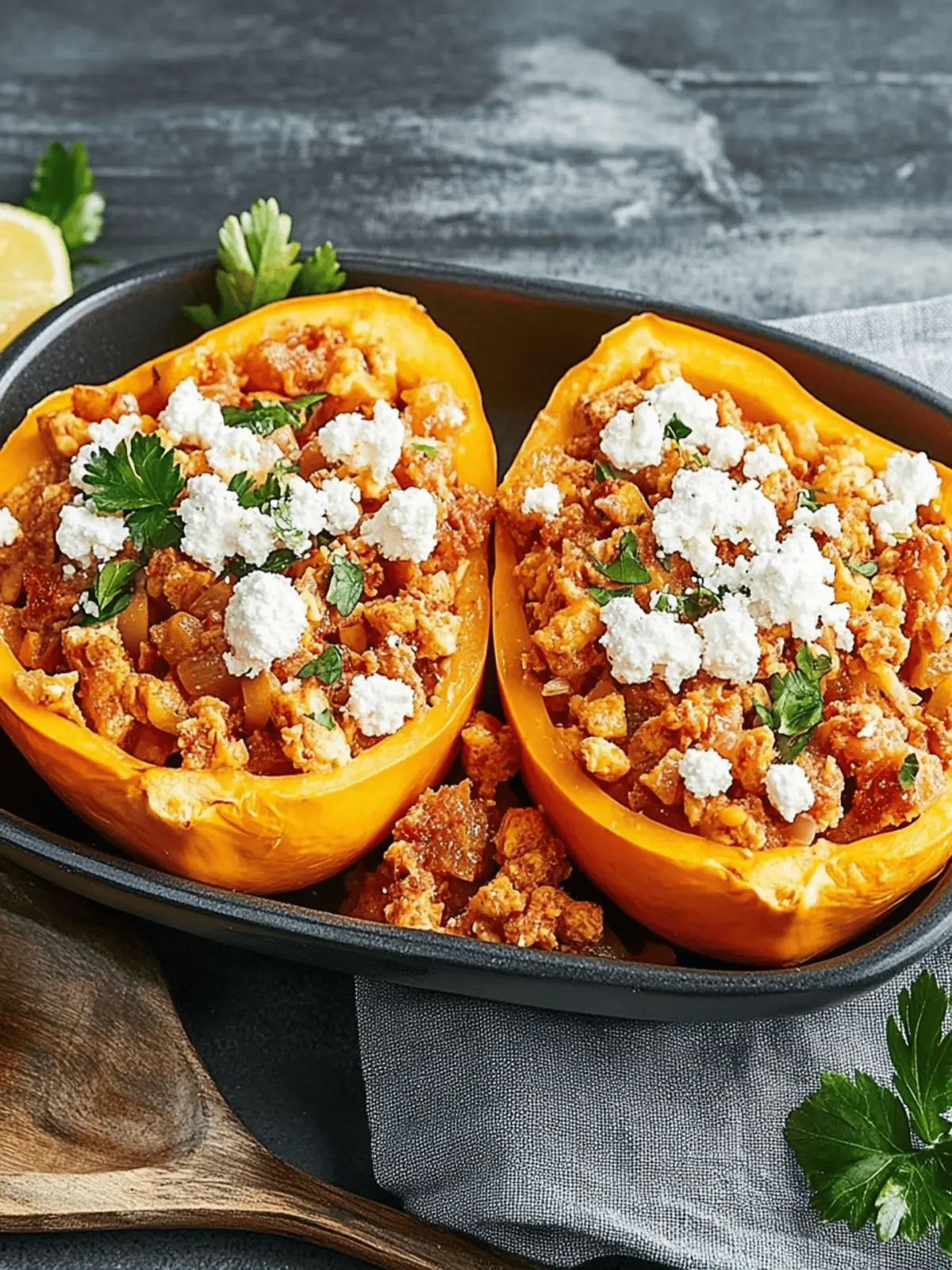 Vegetarischer gefüllter Kürbis
