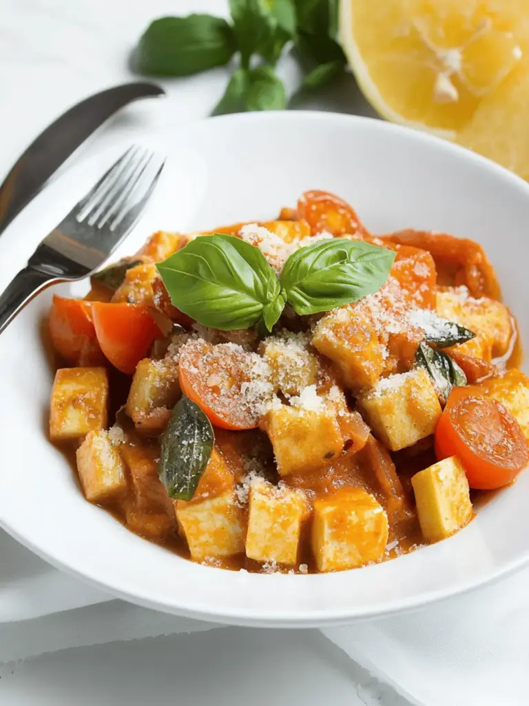 Creamy coconut sauce with spicy tofu