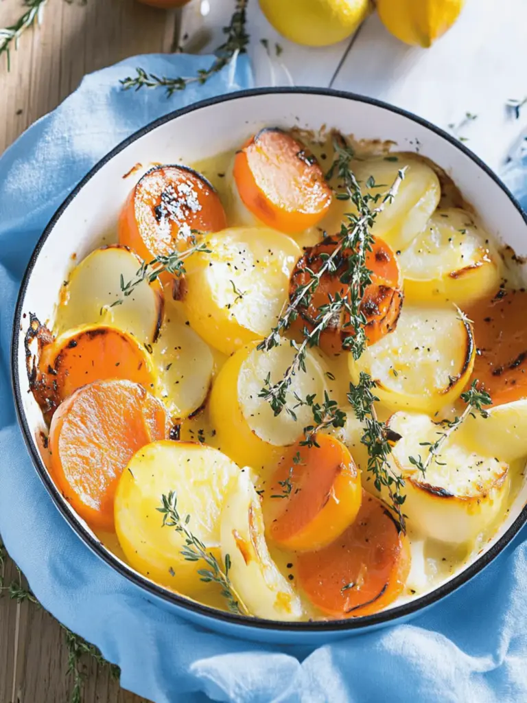 Bunter Kartoffelgratin mit Gemüse