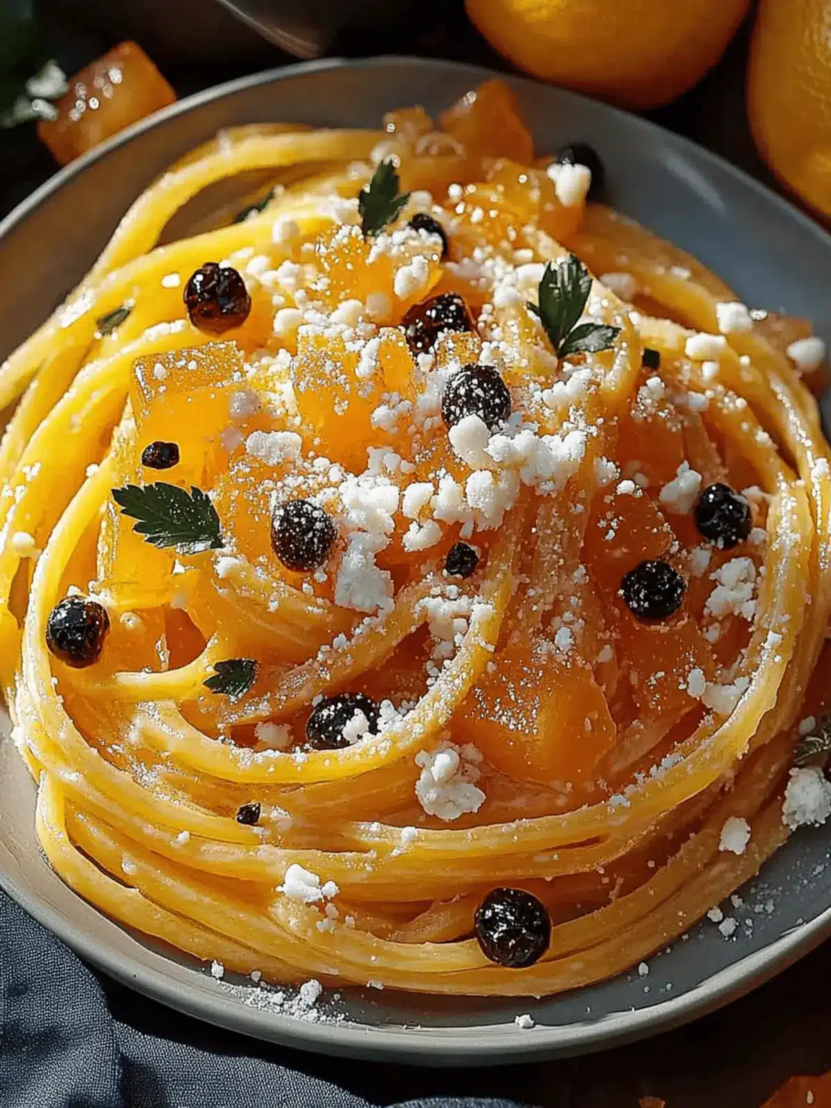 Kürbisnudeln mit Feta: Cremige Herbstliebe 2 Kürbisnudeln mit Feta