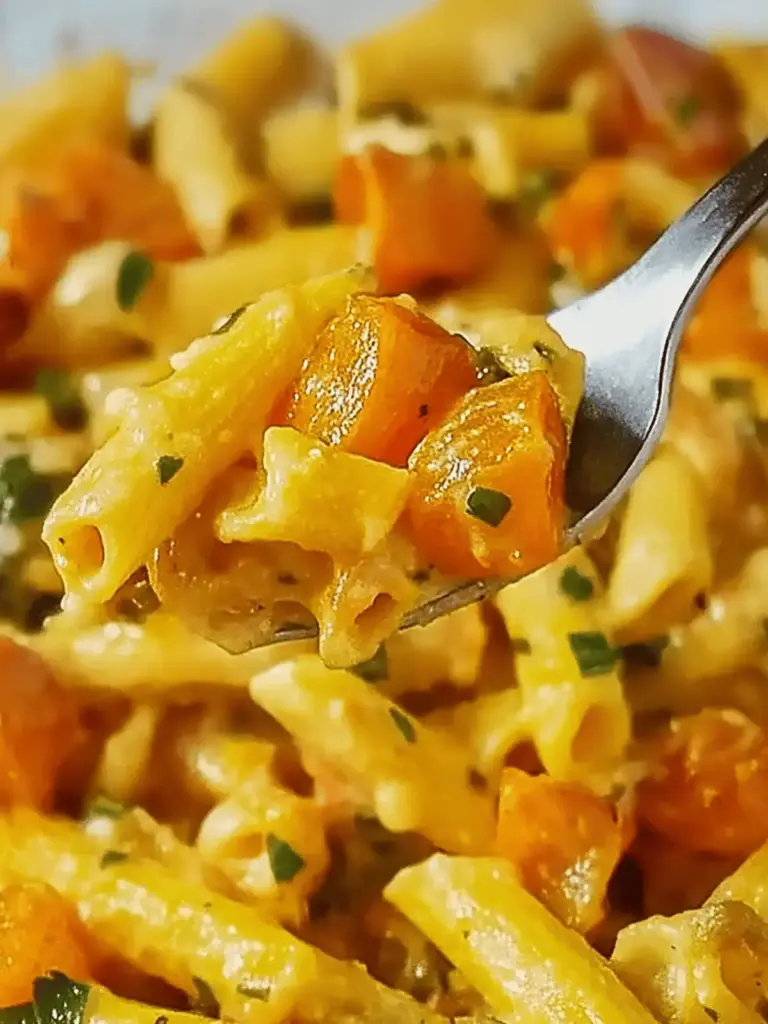 Pasta in Kürbissoße mit Burrata