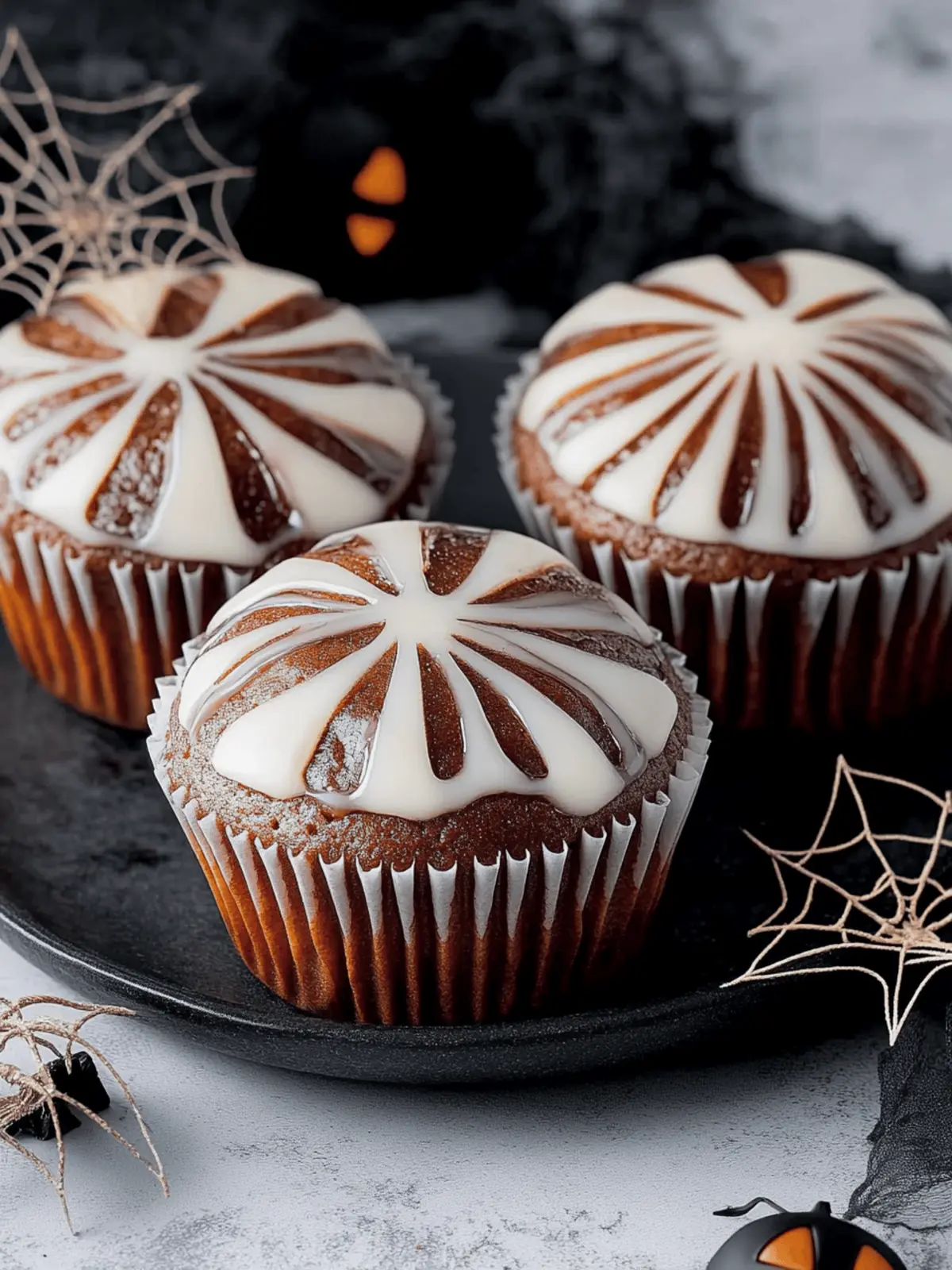 Saftige Halloween-Muffins mit oranger Glasur 4 Halloween-Muffin