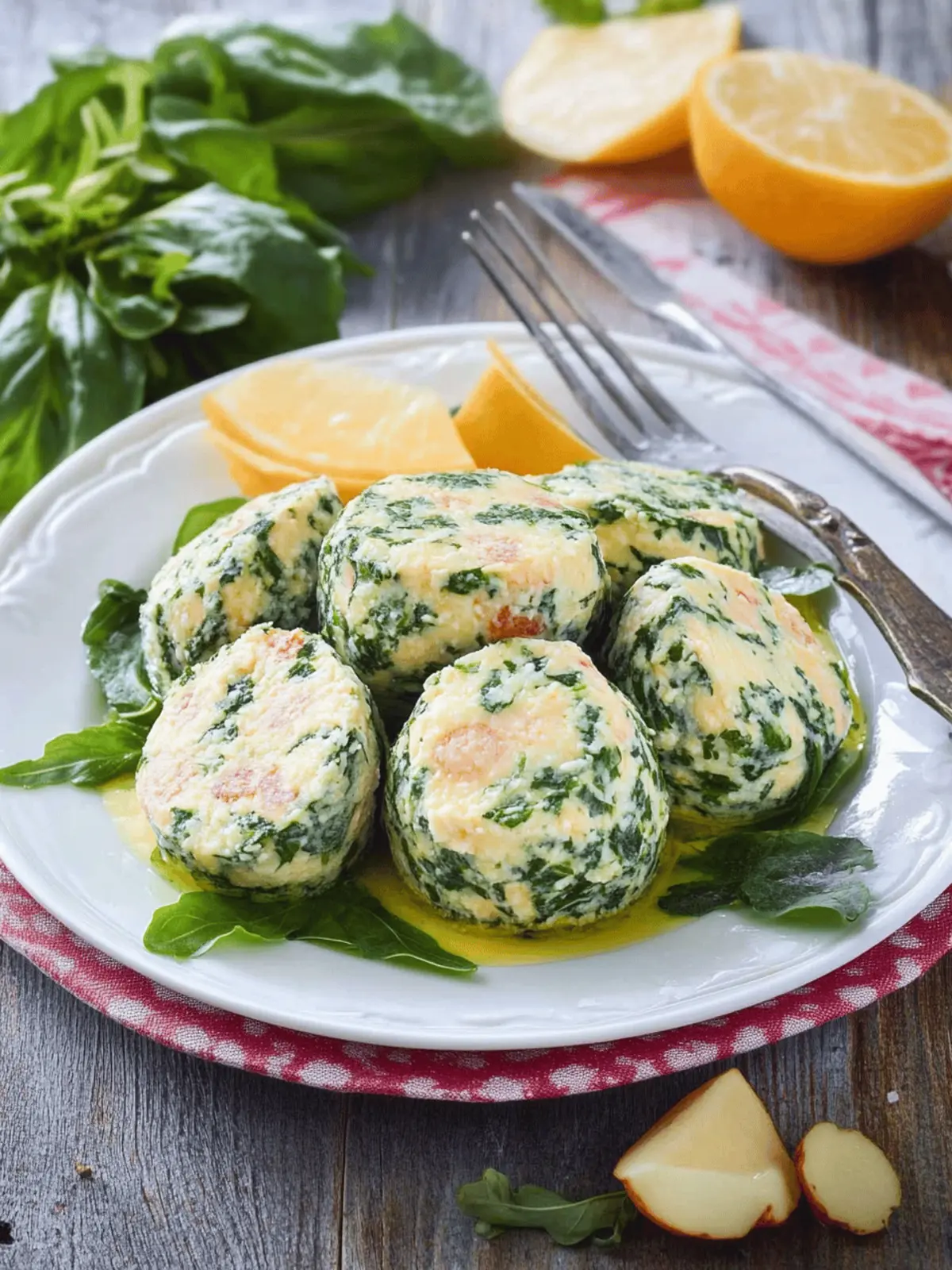 Spinatknödel als Hauptgericht
