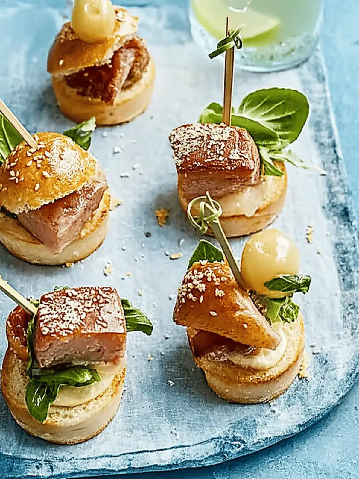 Mini-Laugen-Burger mit Leberkäse
