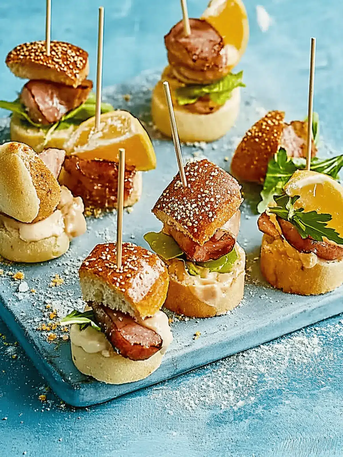 Mini-Laugen-Burger mit Leberkäse