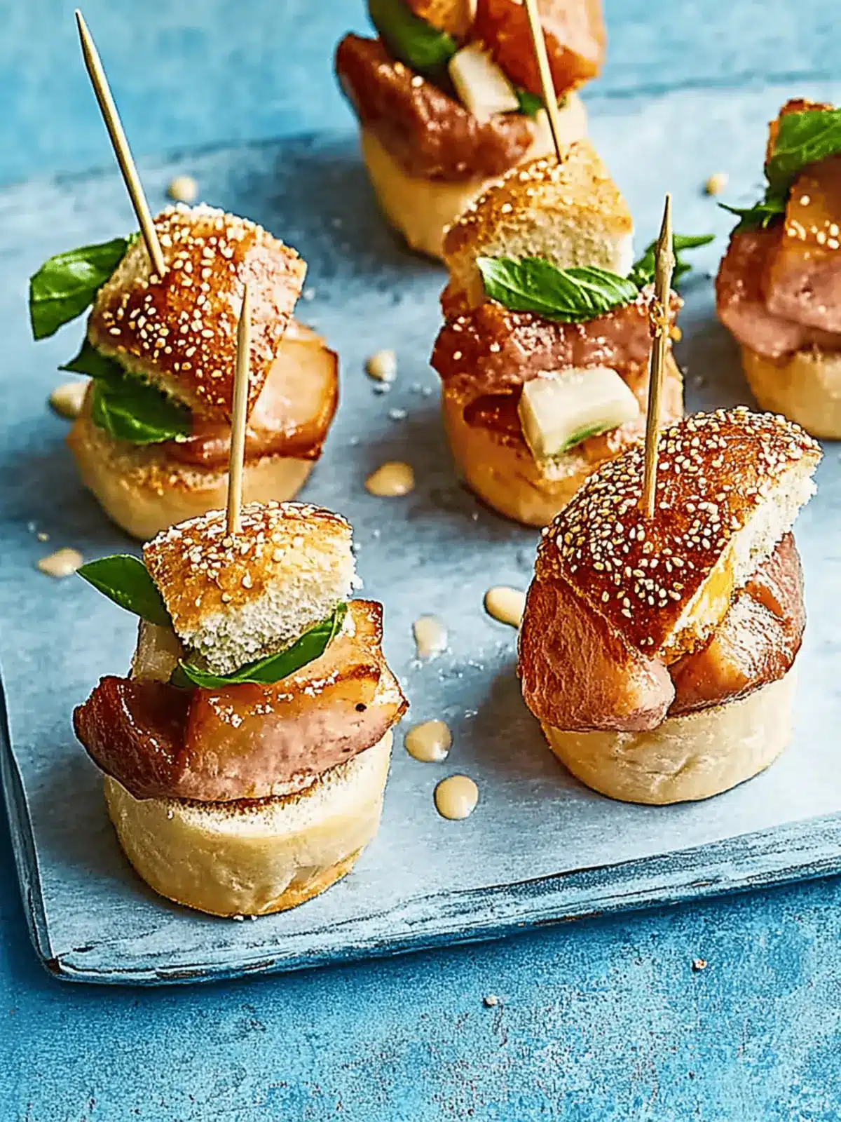 Mini-Laugen-Burger mit Leberkäse