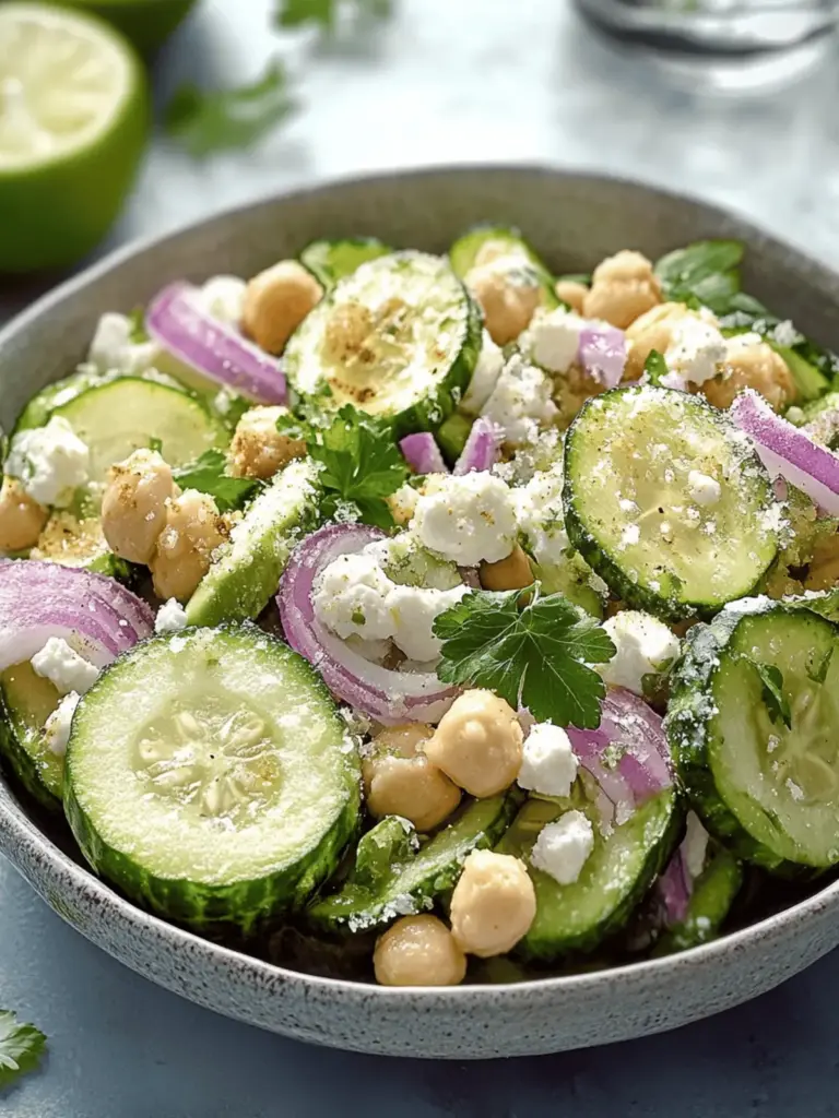 Gurkensalat mit Feta und Kichererbsen einfach zubereiten
